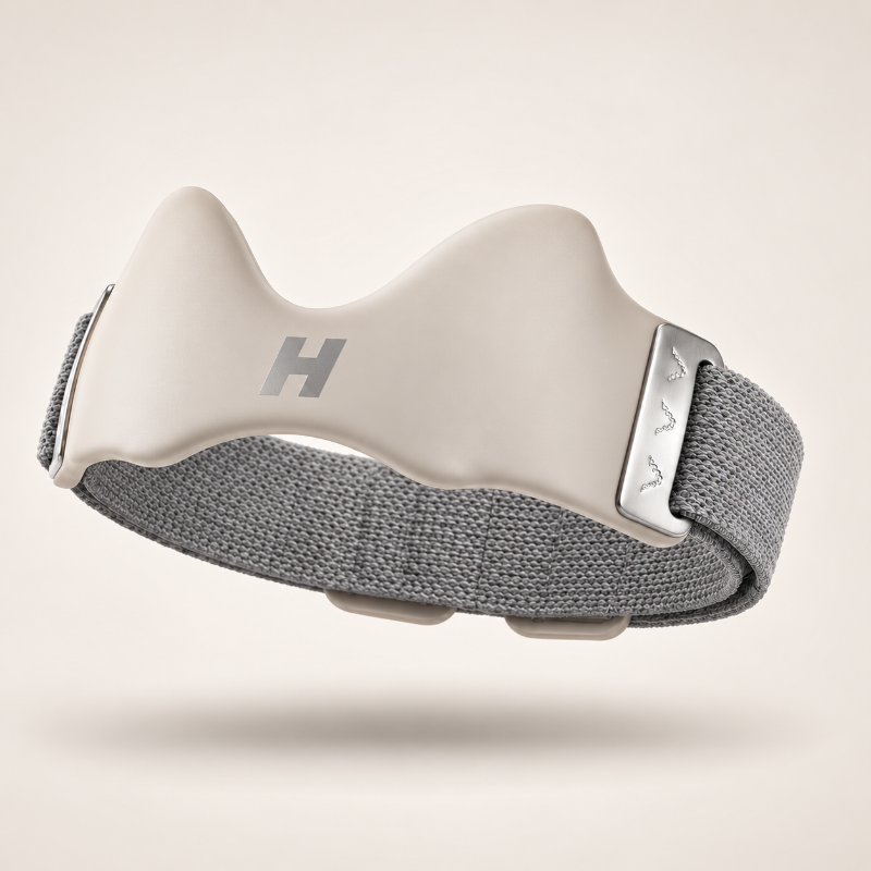The H Strap patella strap in beige with a grey band