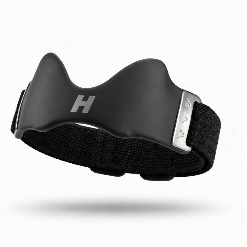 The H Strap black silicone patella strap with adjustable band