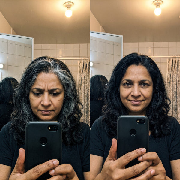 Avant / après — Shampoing Colorant Instantané